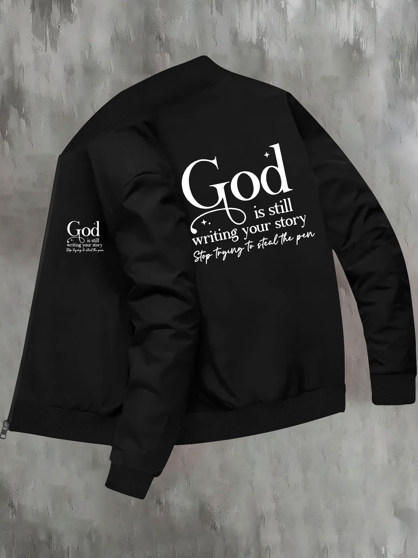 In His Divine Power God Element Print Skinny Fall Jacket