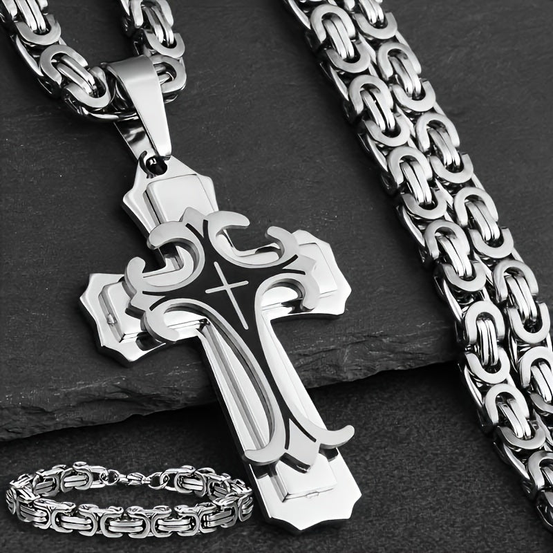 Creative Men's Stainless Steel Necklace and Bracelet Set