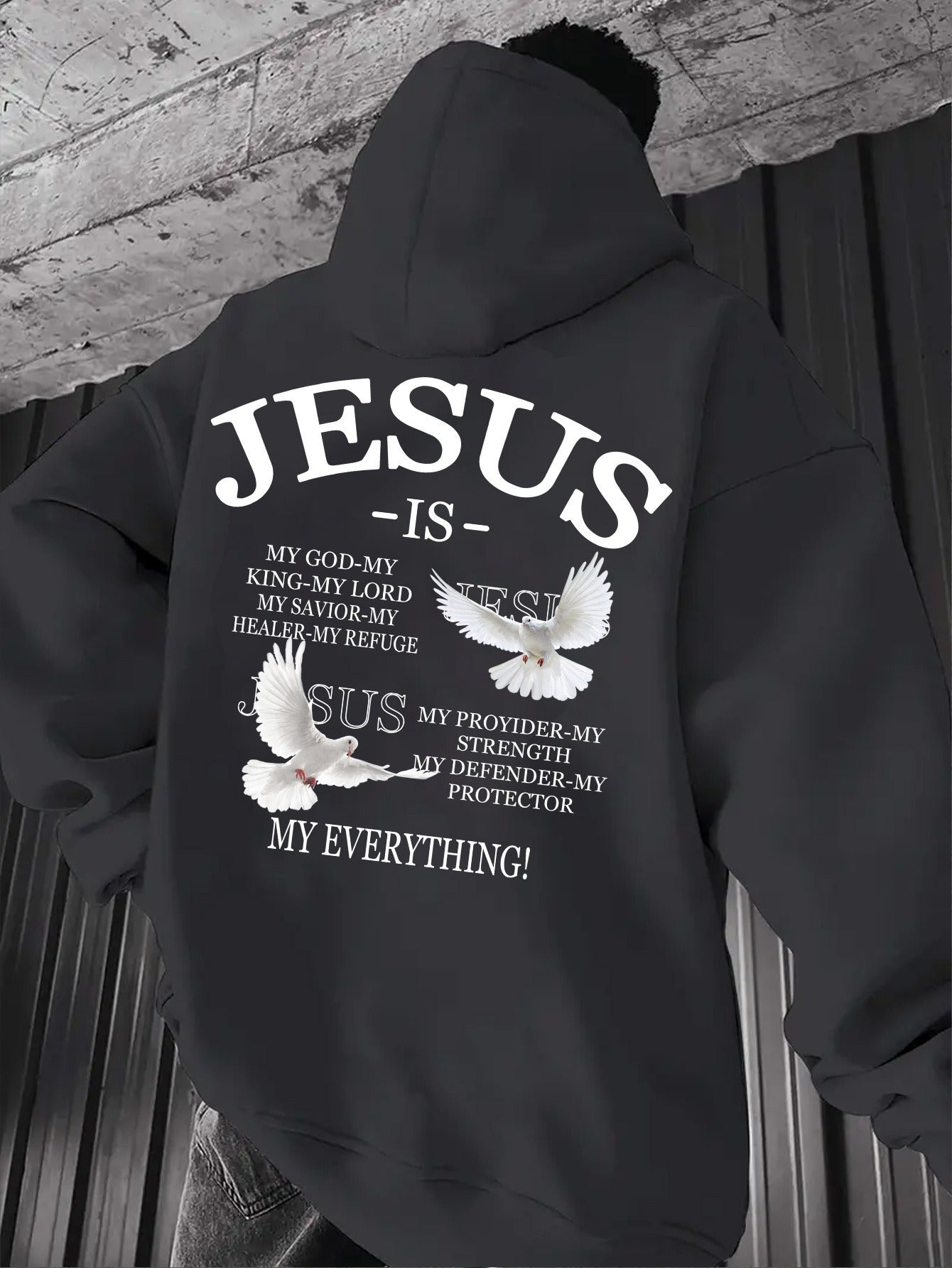 In His Divine Power Jesus Print Hoodie Sweatshirt Men
