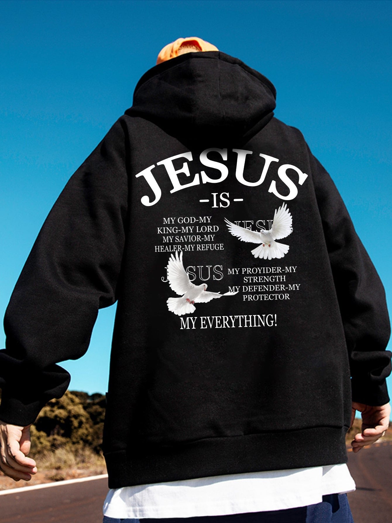 In His Divine Power Jesus Print Hoodie Sweatshirt Men