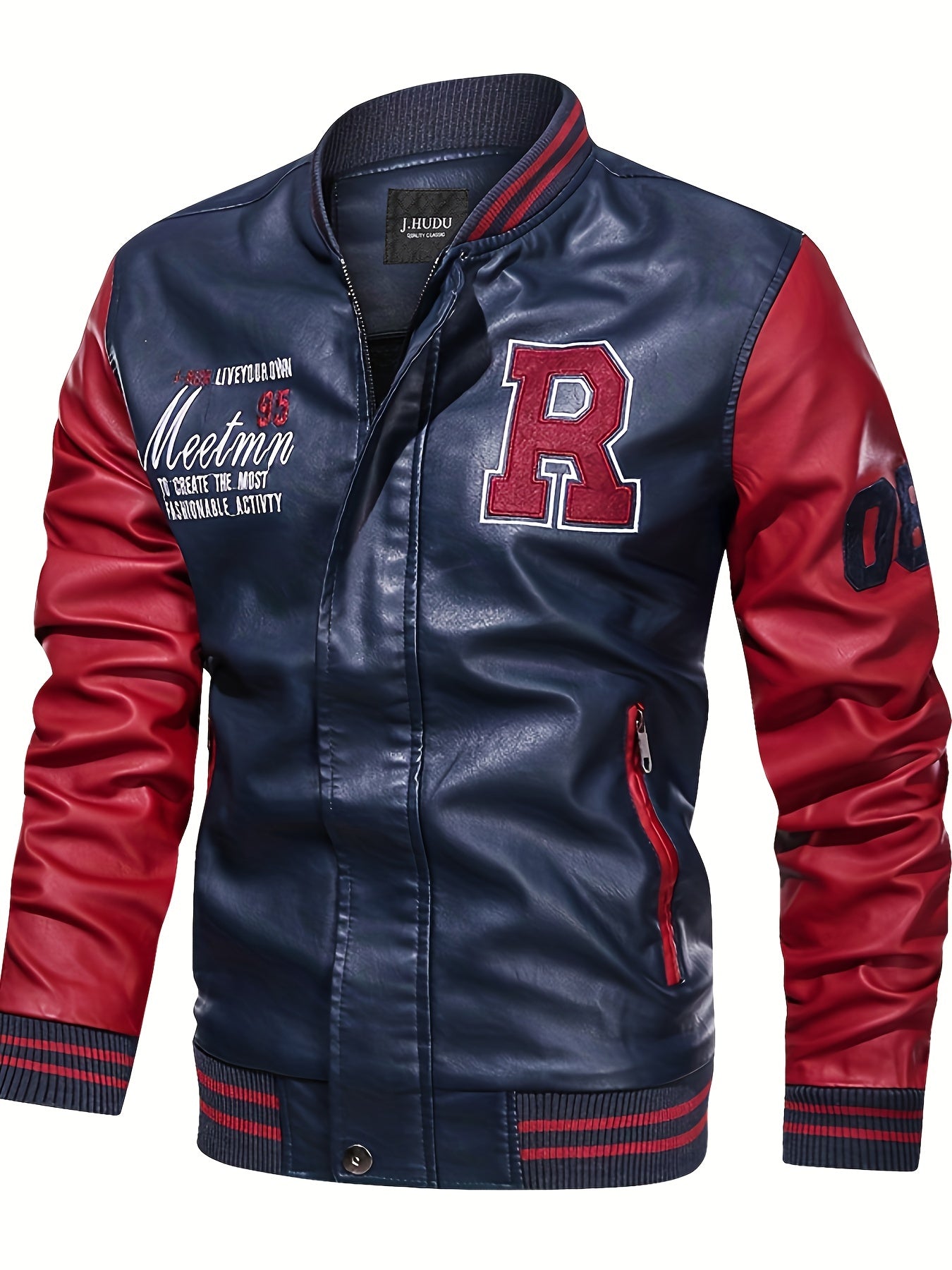 R Letter Print Jacket Raglan Oversized for Men Spring