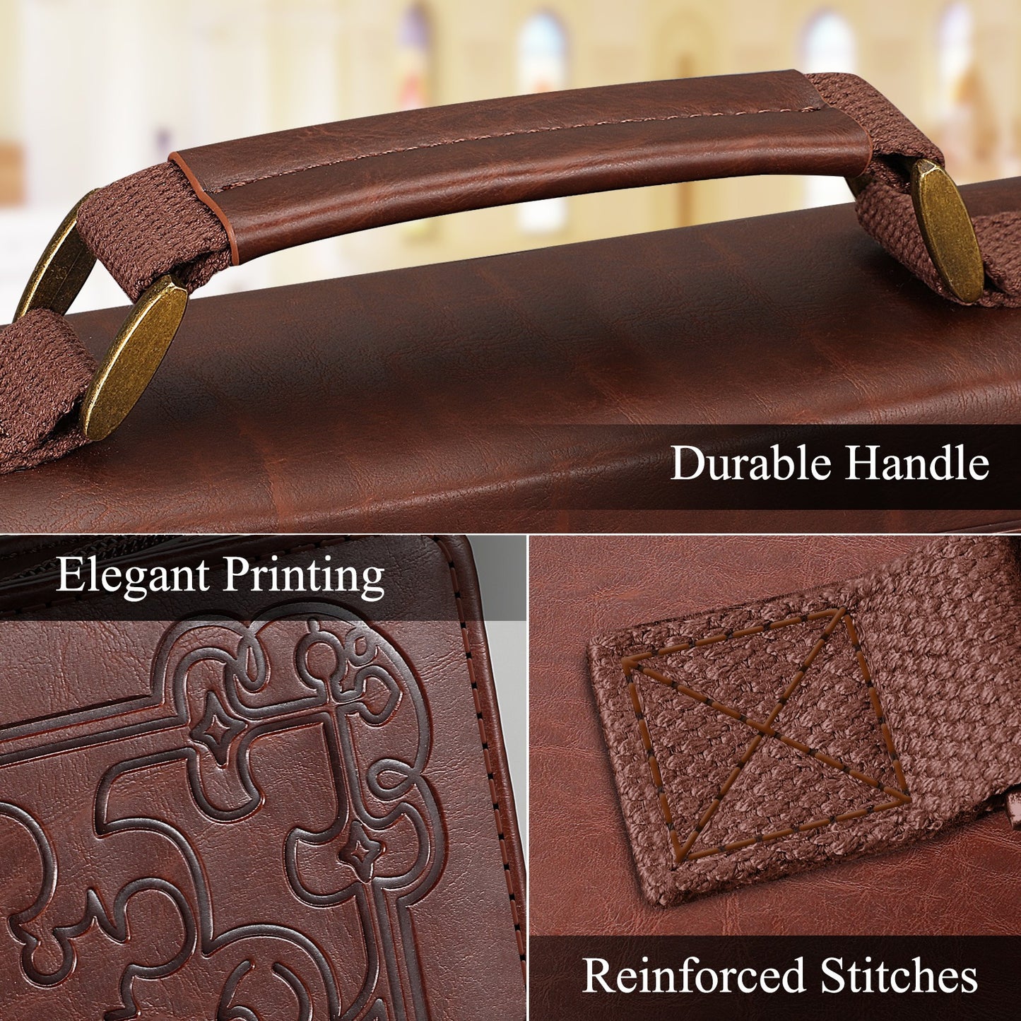 FINPAC Classic Bible Cover Large PU Leather Church Bag Durable and Stylish Design