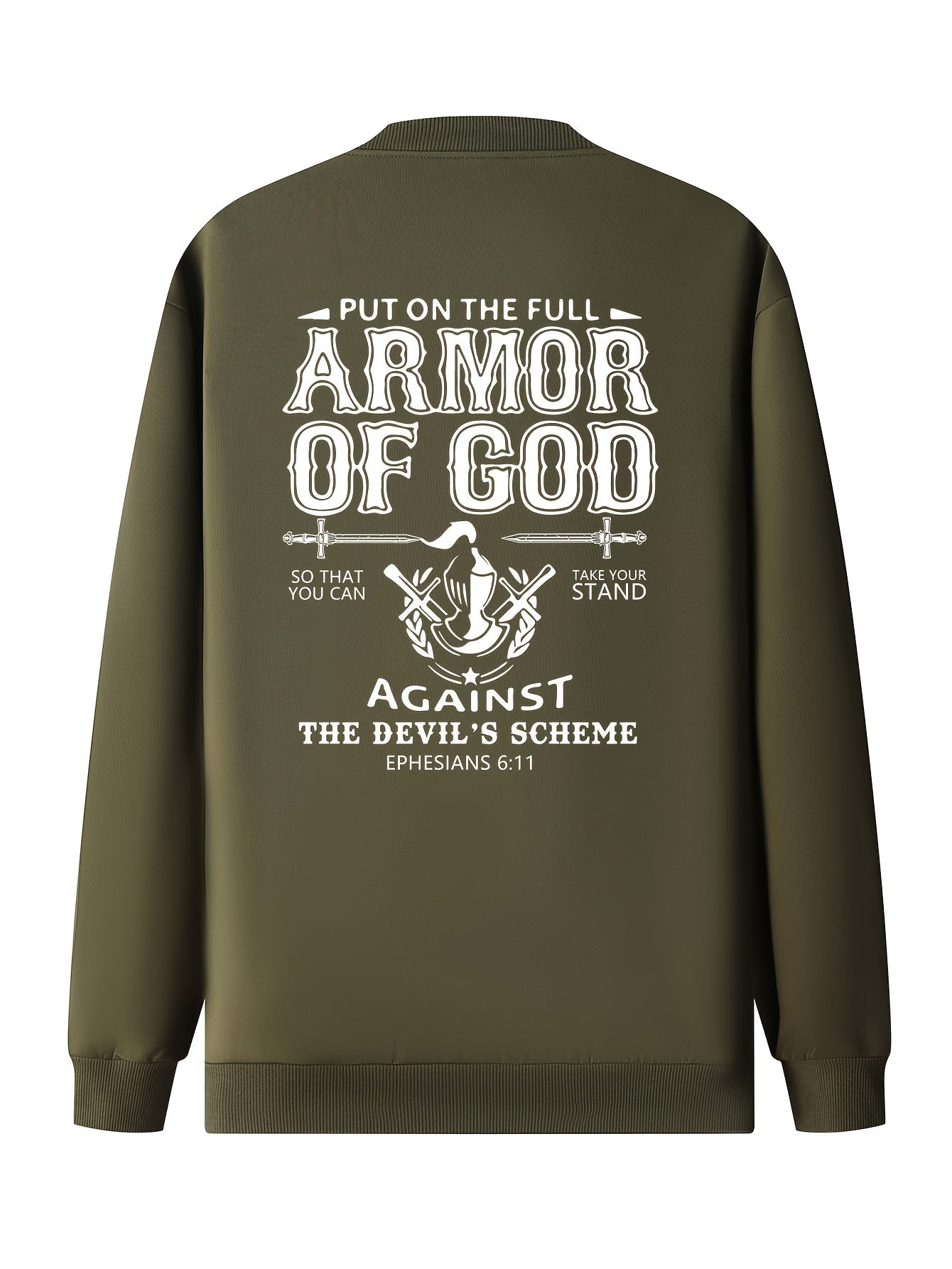 In His Divine Power Armor Of God Print Mens Jacket Collar