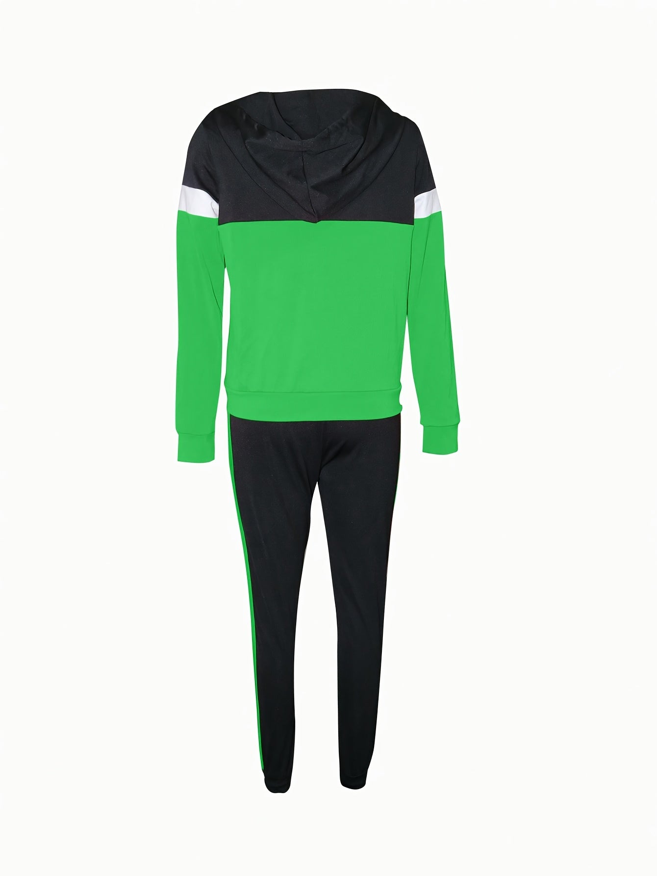 Women's Casual Striped Hooded Jacket And Pants Track Suit