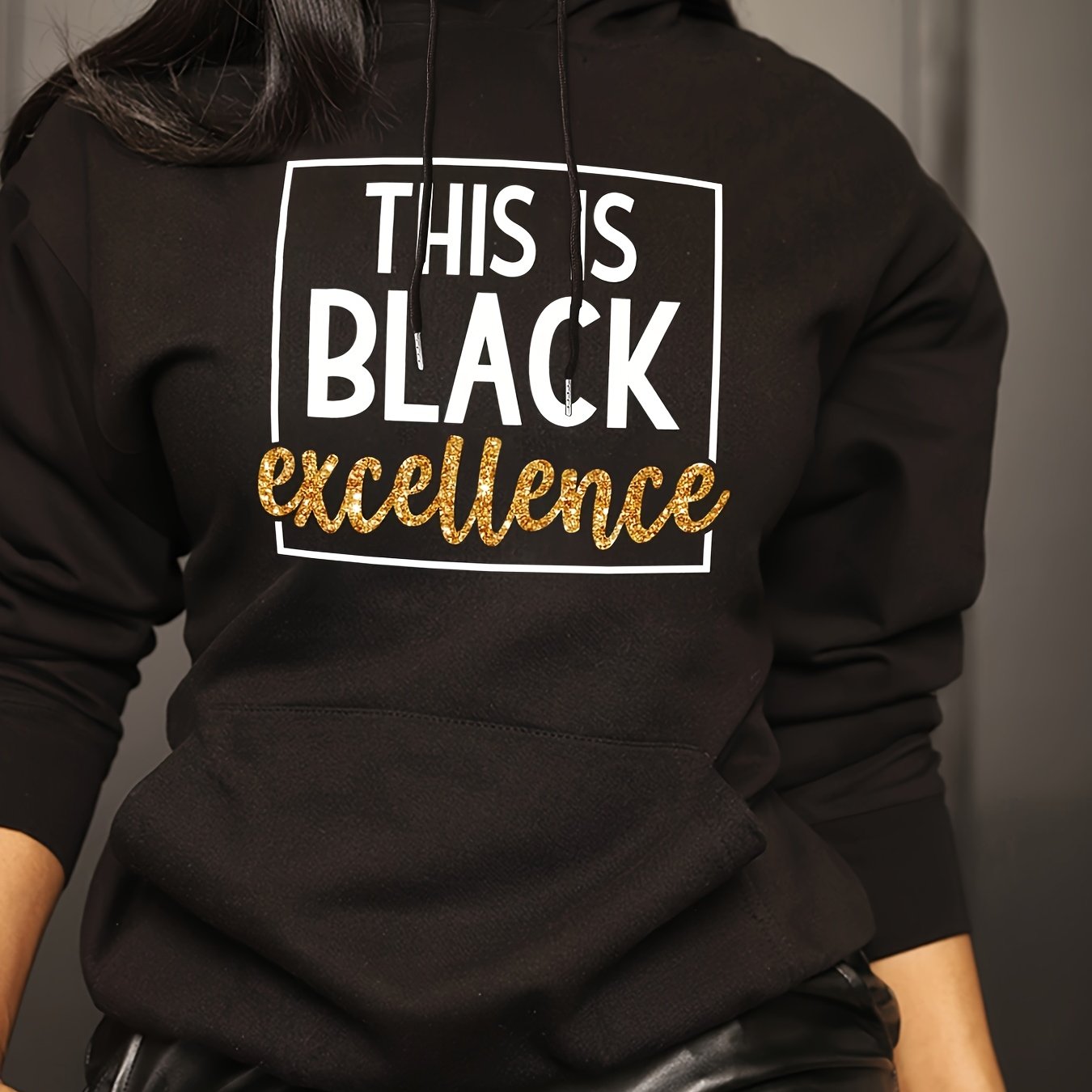 Womens Casual Polyester Hoodie Alphabet Print Drawstring