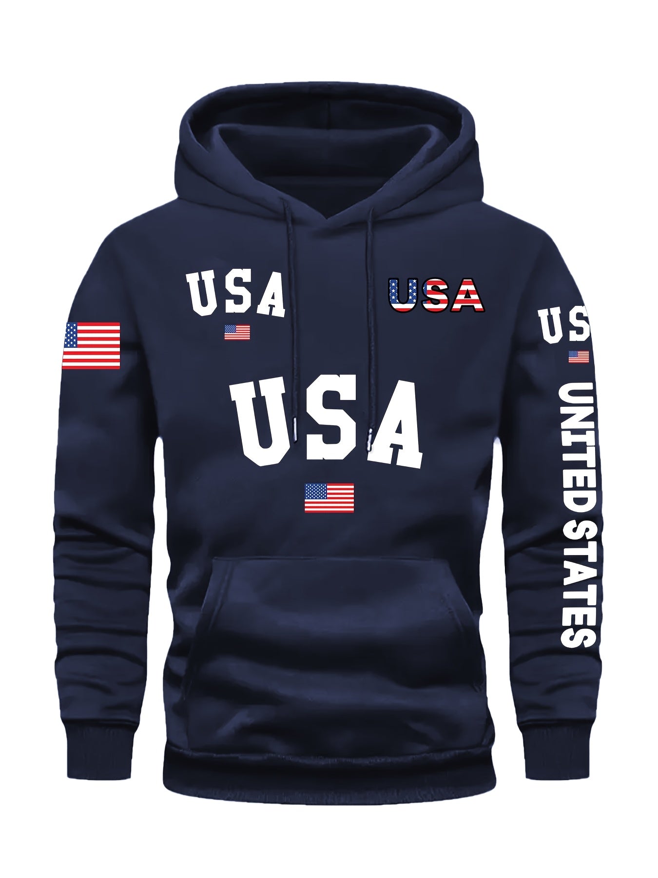 In His Divine Power Cozy Patriotic Hoodie USA Front Pocket