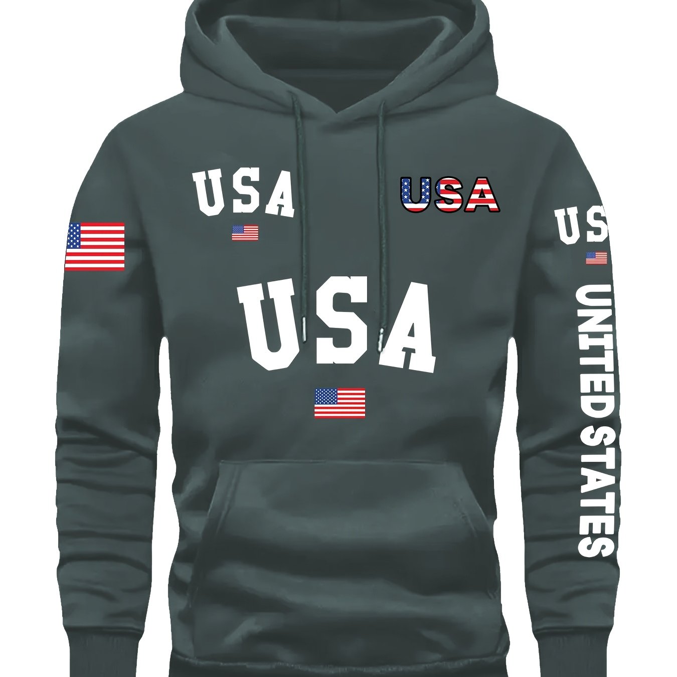 In His Divine Power Cozy Patriotic Hoodie USA Front Pocket