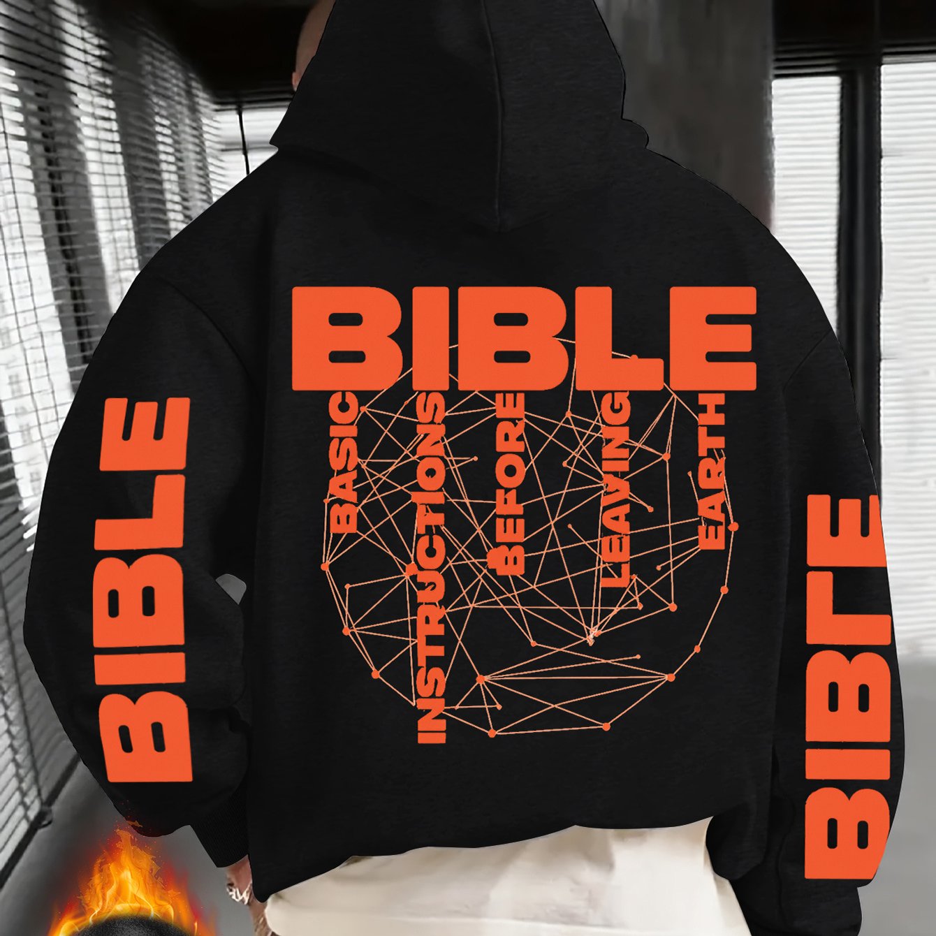 Men'S Christian Hoodie - Bible Verse Sweatshirt with "BIBLE" Text, Loose Fit Hooded Pullover for Church, Everyday Faith Expression - Fall/Winter Warmth - Religious Apparel Gift for Men, Autumn Winter Wear, Casual Streetwear,