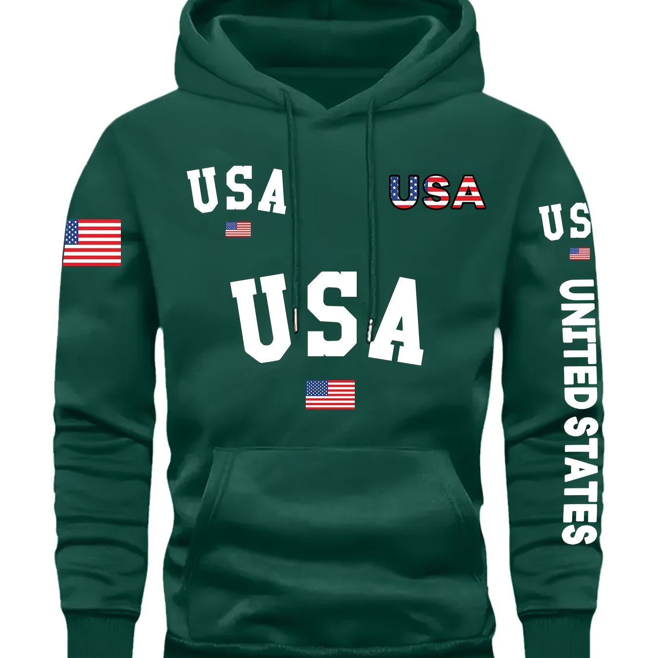 In His Divine Power Cozy Patriotic Hoodie USA Front Pocket
