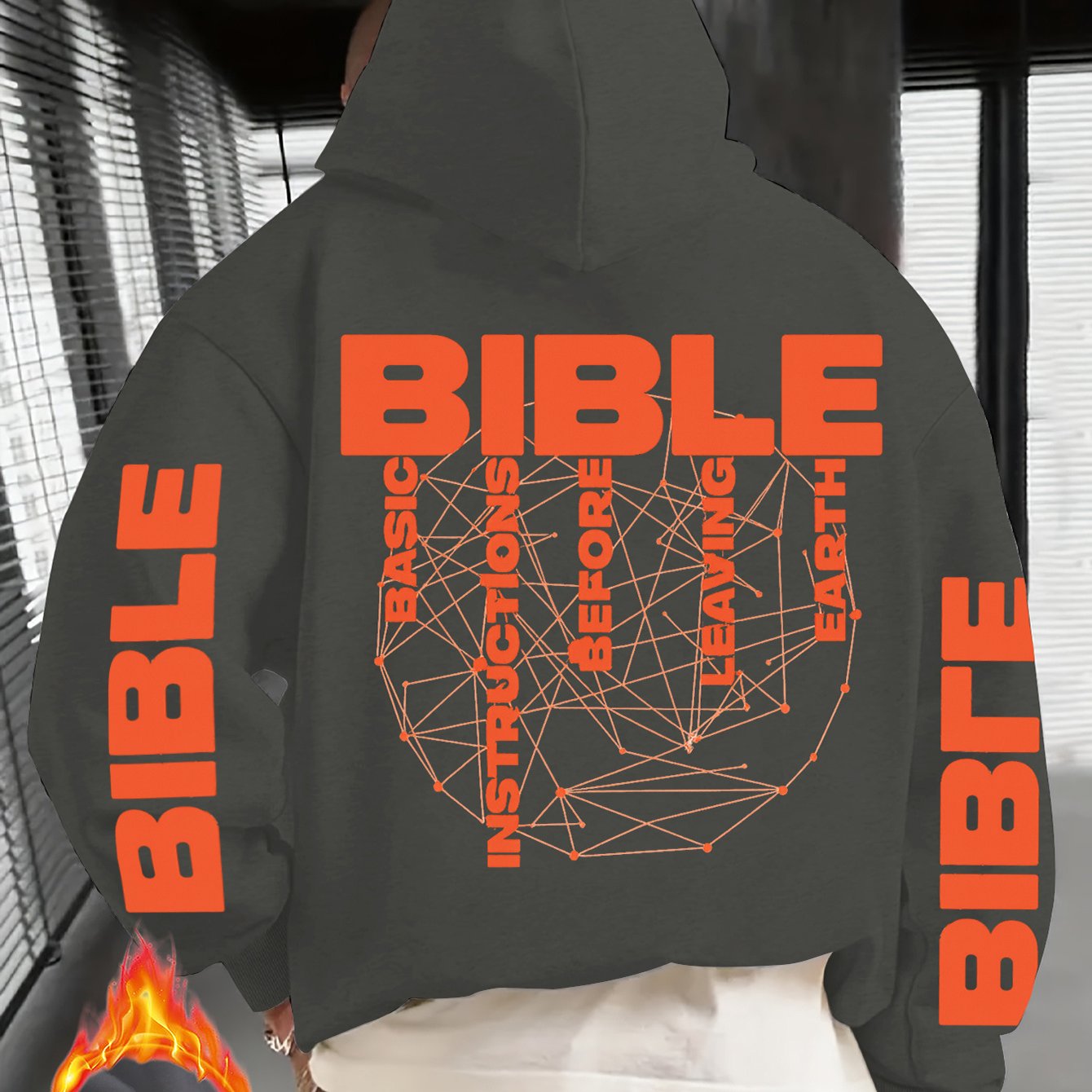 Men'S Christian Hoodie - Bible Verse Sweatshirt with "BIBLE" Text, Loose Fit Hooded Pullover for Church, Everyday Faith Expression - Fall/Winter Warmth - Religious Apparel Gift for Men, Autumn Winter Wear, Casual Streetwear,