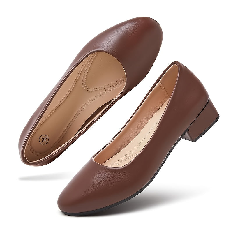 Comfortable Women's Elegant Slip On Pumps Round Toe Design