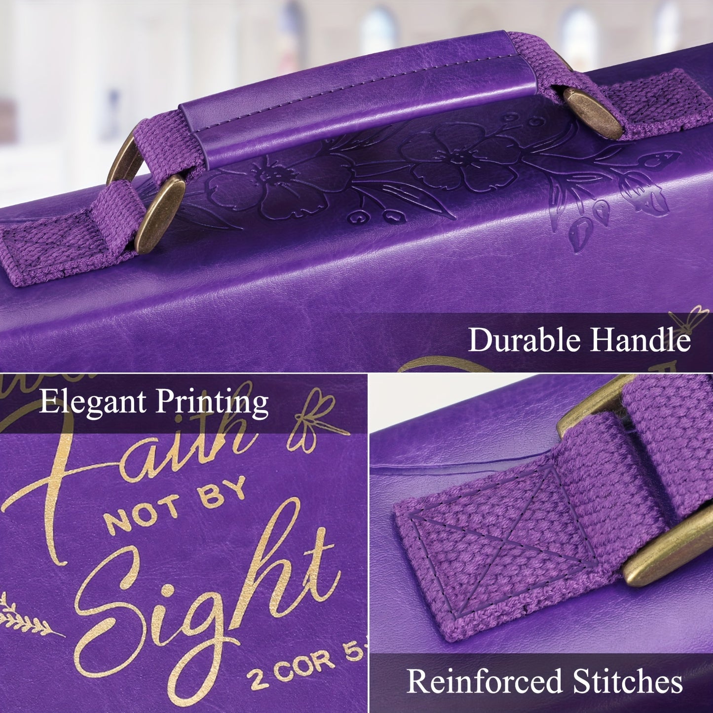 Extra Large Purple Bible Cover with Golden Floral Design for Enhanced Protection and Elegance