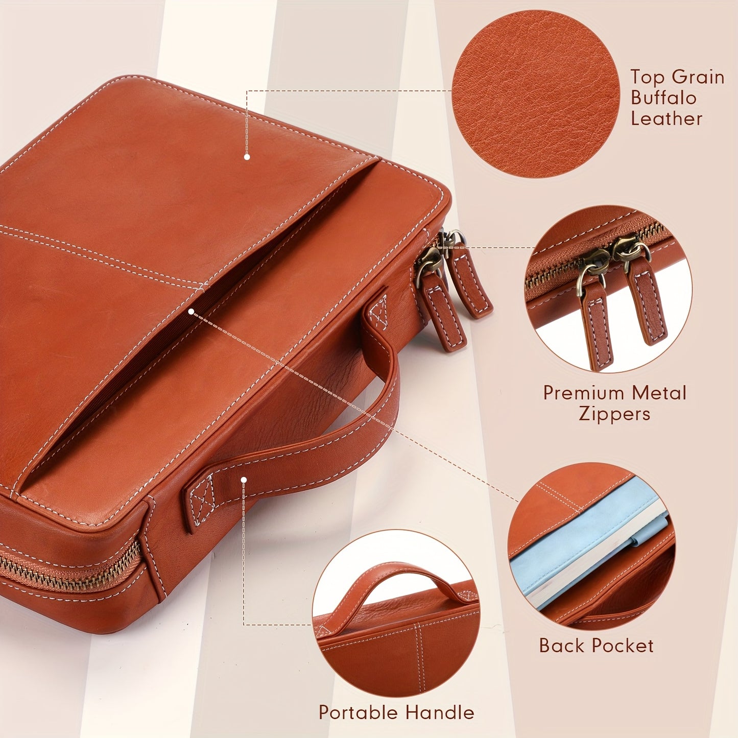 Faux Leather Bible Cover For Men Women Large Light Brown
