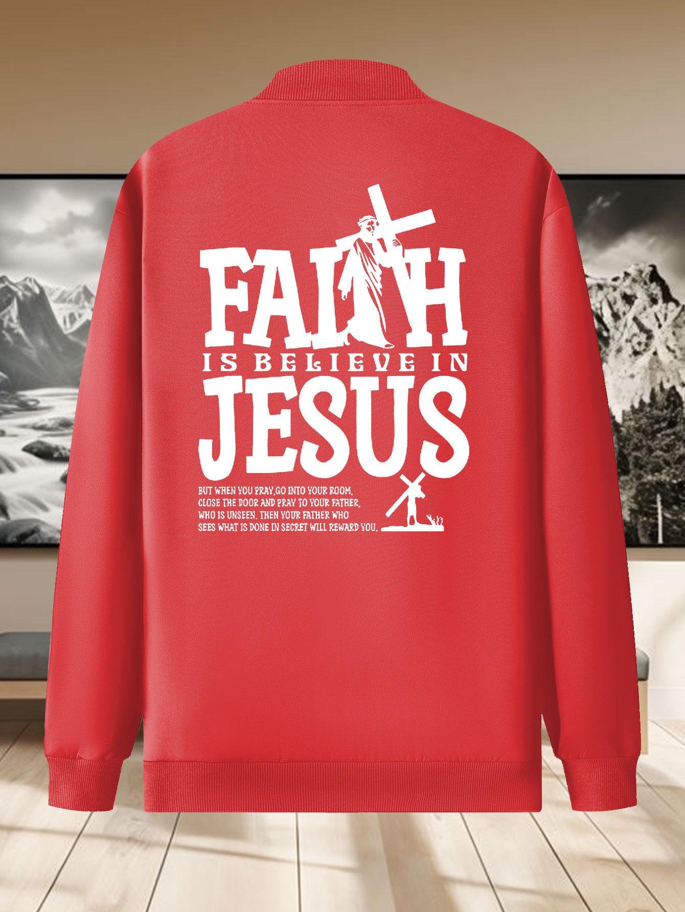 Divine Power Casual Faith Zip Up Jacket With Stand Collar