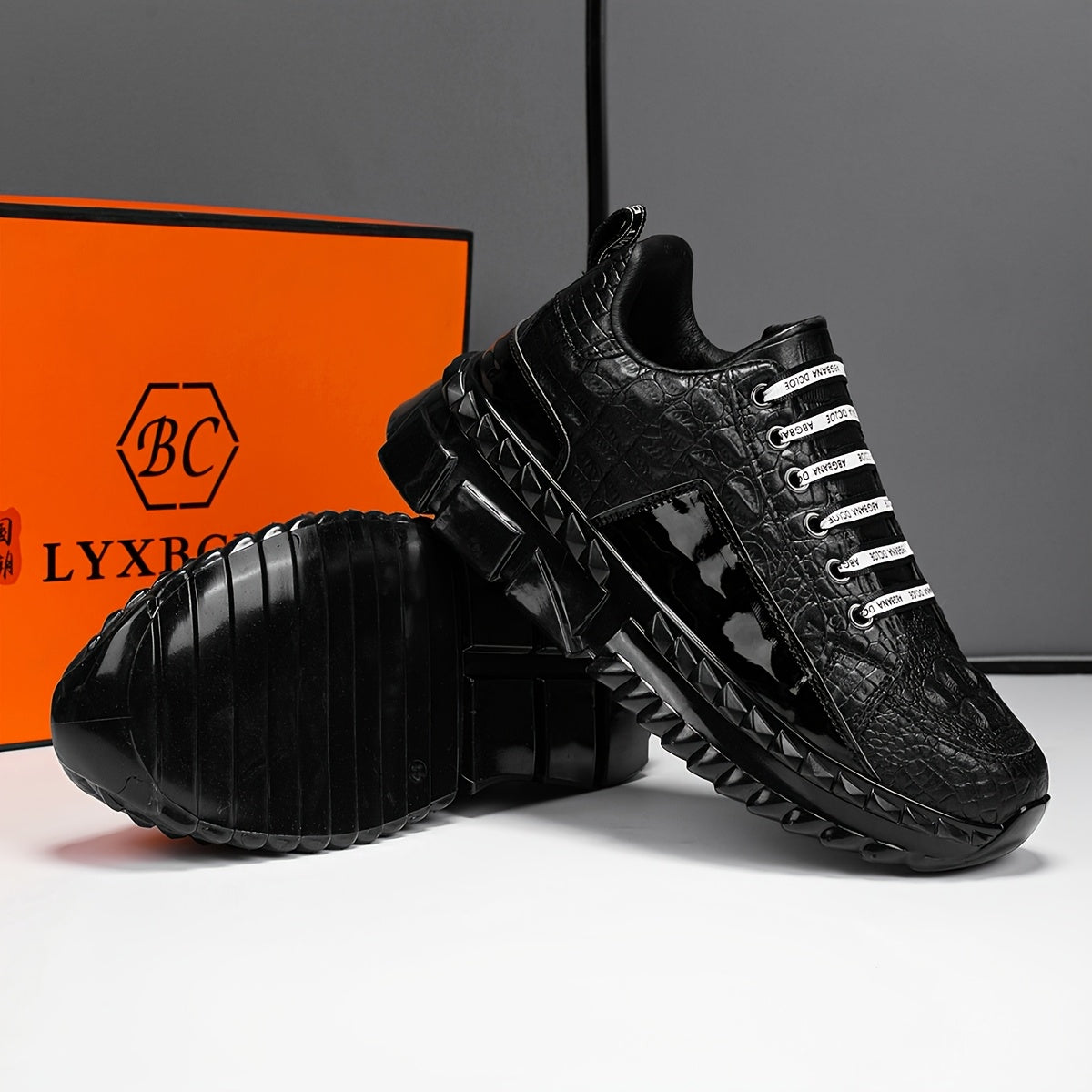 European Style Men Casual Lace Up Sneakers Thick Sole