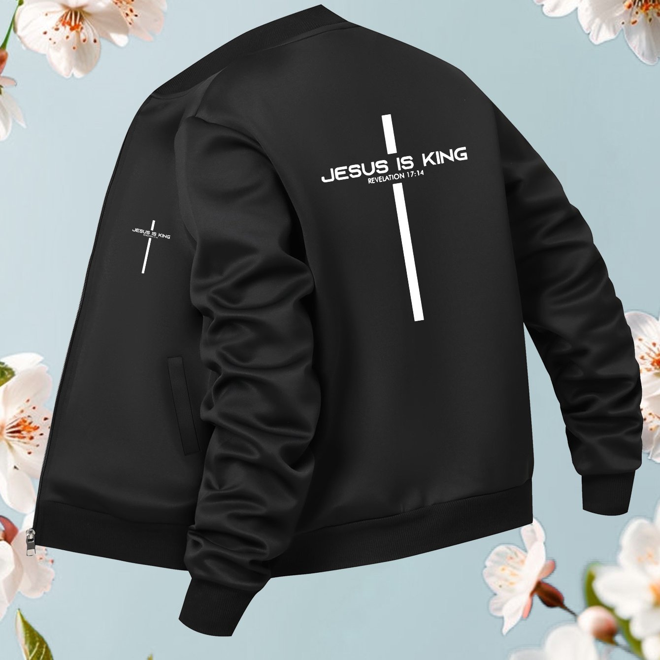 In His Divine Power Jesus Is King Bomber Jacket Casual