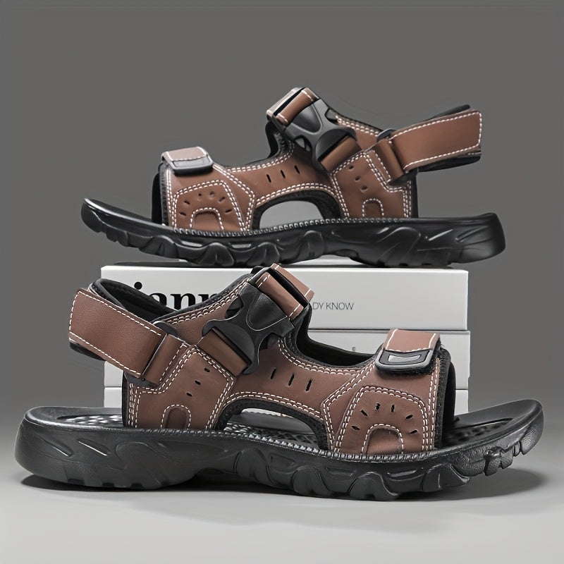 Men's Casual Summer Sandals Hook Loop Breathable PU EVA Sole