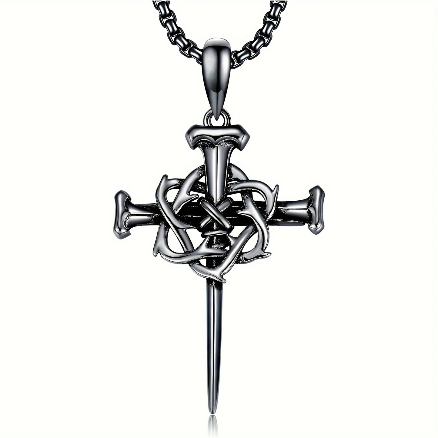 Swordgod Black Nail Cross Necklace For Men And Women