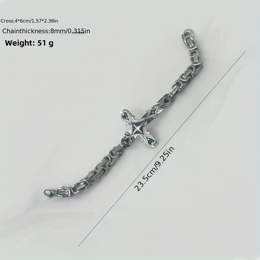 Stainless Steel Cuban Chain Necklace and Bracelet Set