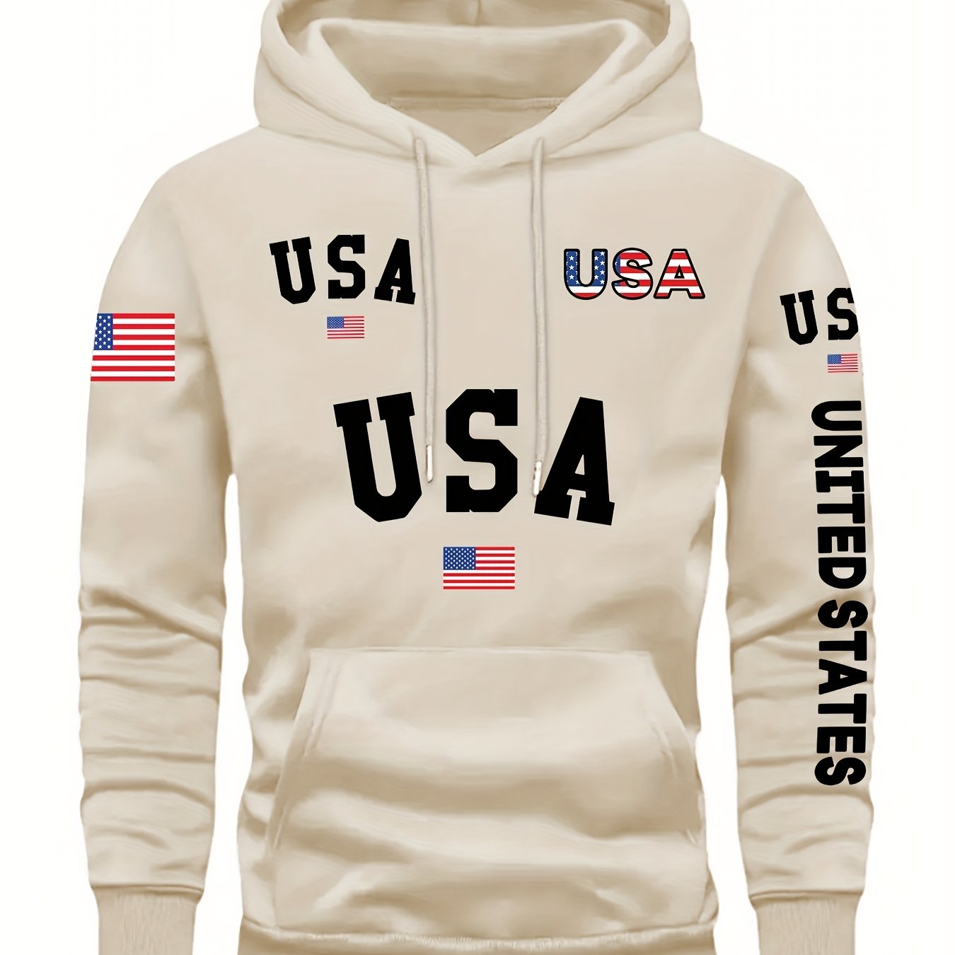 In His Divine Power Cozy Patriotic Hoodie USA Front Pocket