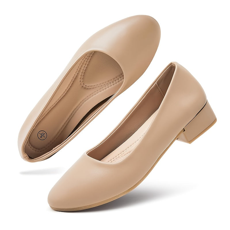 Comfortable Women's Elegant Slip On Pumps Round Toe Design