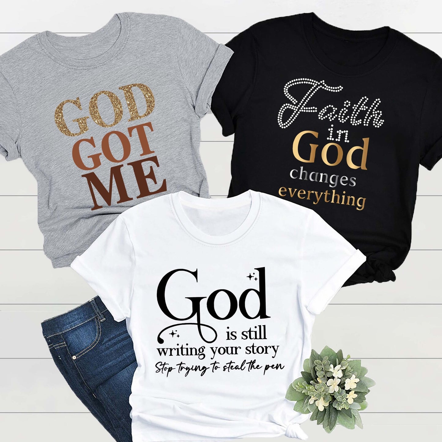 Women Crew Neck Letter Print T Shirt Multipack Casual