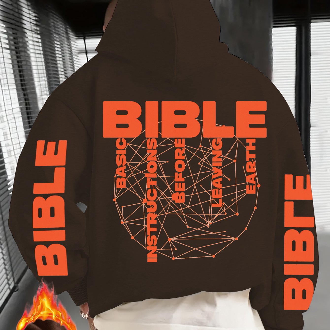 Men'S Christian Hoodie - Bible Verse Sweatshirt with "BIBLE" Text, Loose Fit Hooded Pullover for Church, Everyday Faith Expression - Fall/Winter Warmth - Religious Apparel Gift for Men, Autumn Winter Wear, Casual Streetwear,