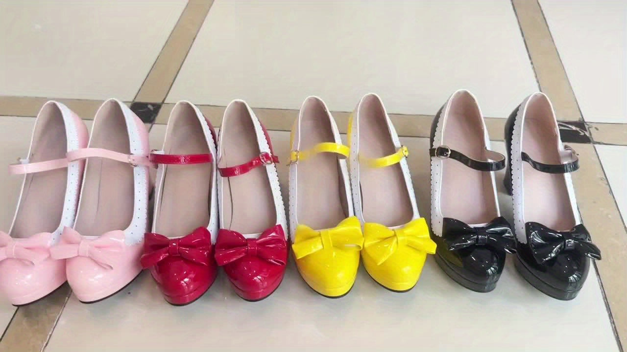 Pink And White Elegant Mary Jane Heels Round Toe