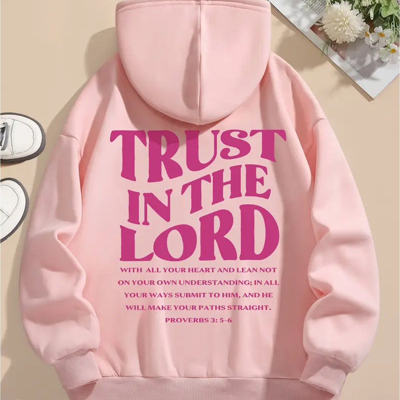Alphabet Print Hoodie Sweatshirt Polyester Hooded Casual