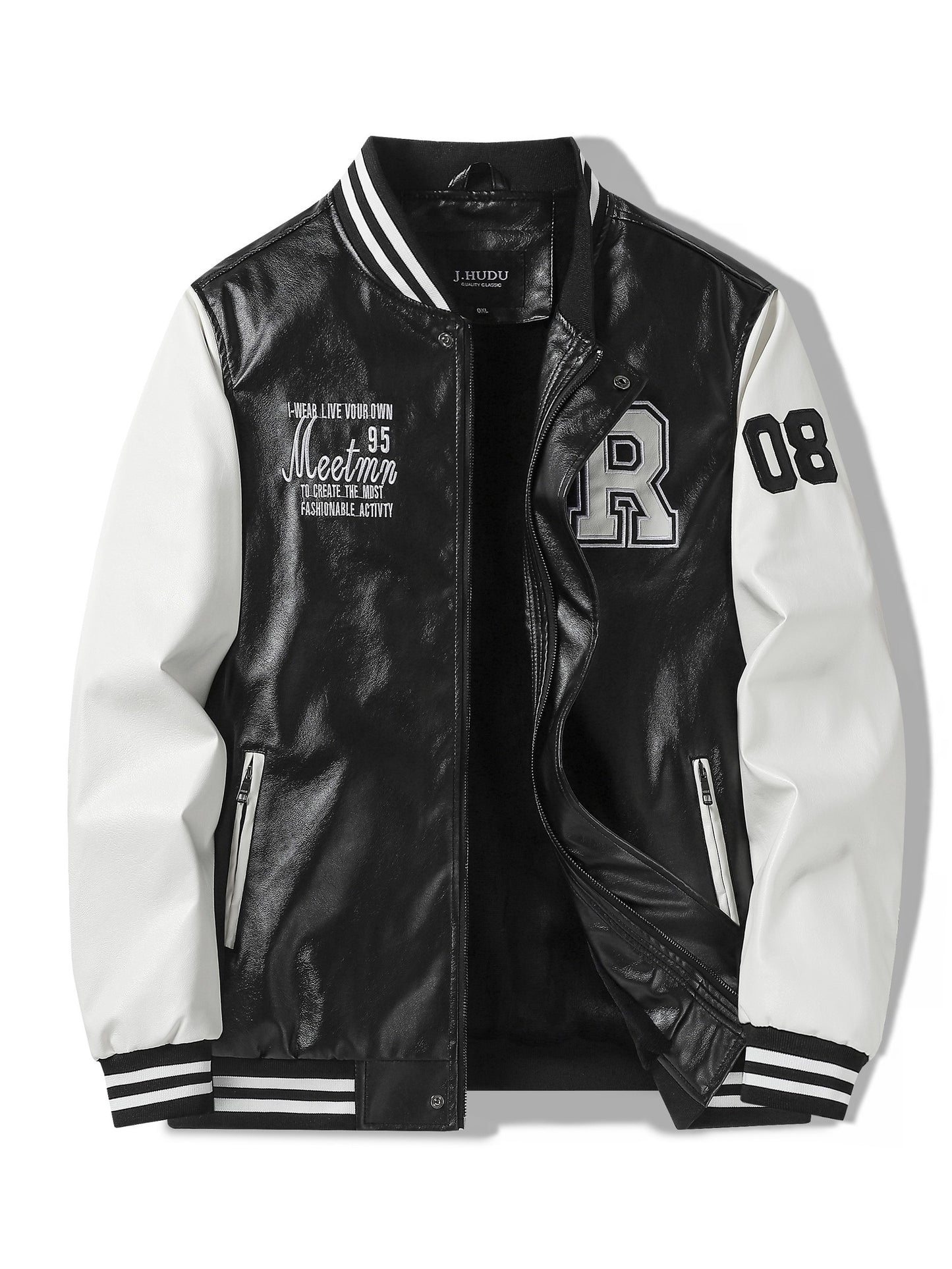 R Letter Print Jacket Raglan Oversized for Men Spring