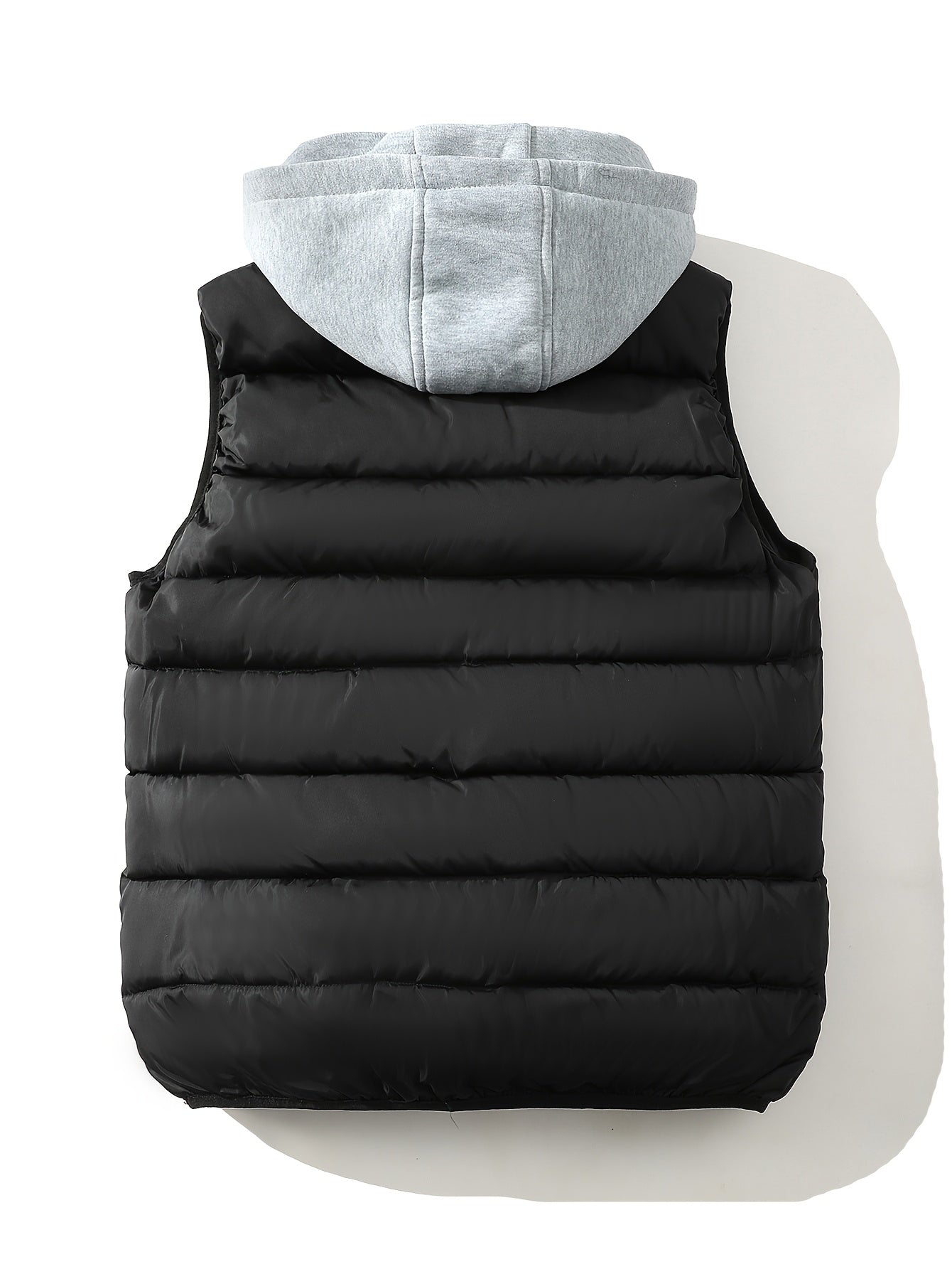 Stylish Men's Hooded Vest Solid Color Warm Thick Casual for Autumn and Winter