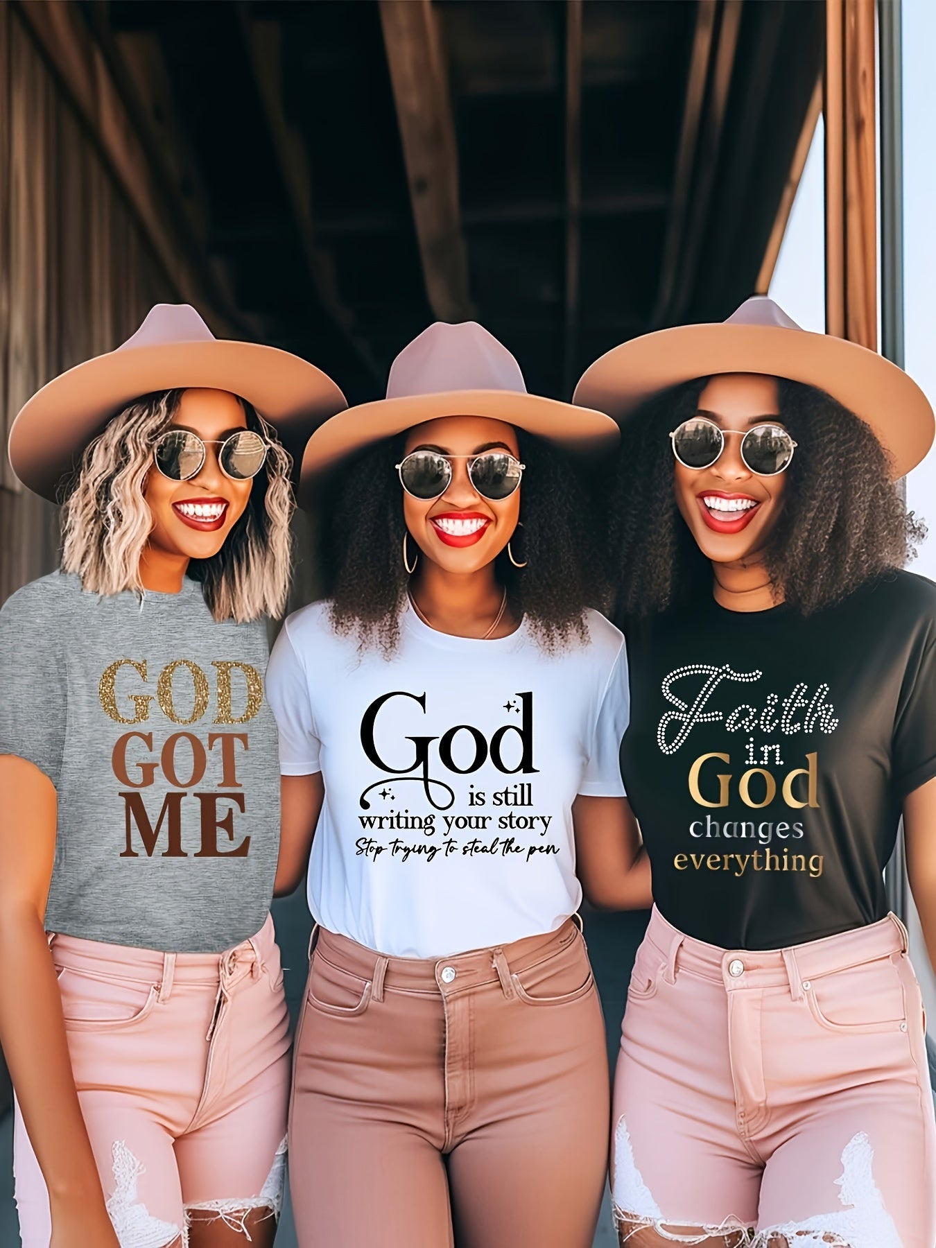 Women Crew Neck Letter Print T Shirt Multipack Casual