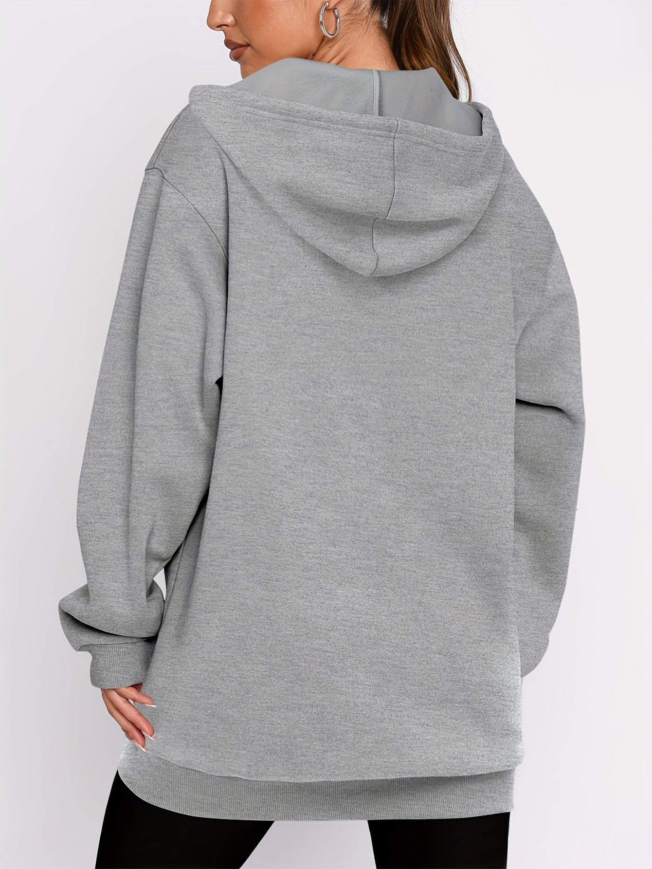 Women's Casual Longline Zip Up Hoodie by In His Divine Power