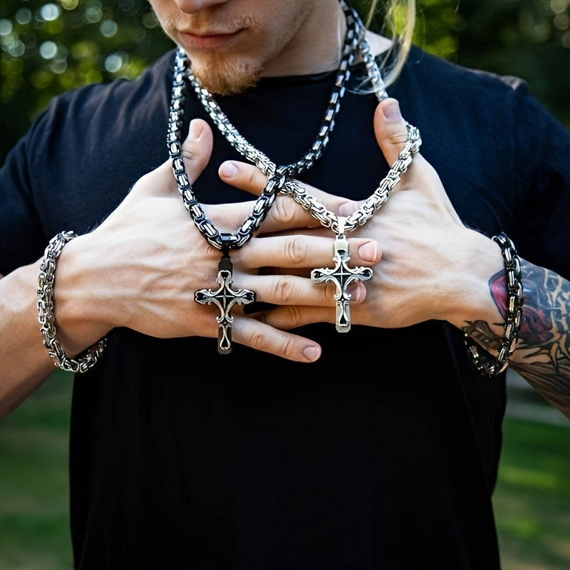 2pcs Vintage Men's Fashion Necklace Set