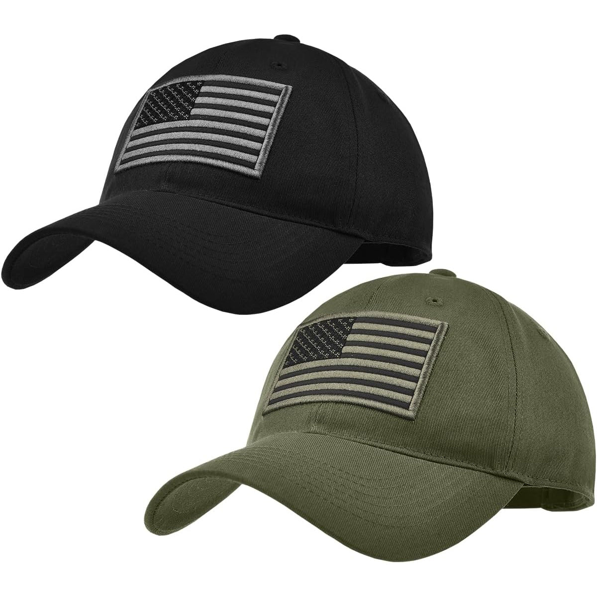2 Baseball Caps, Adjustable Fit, Lightweight, USA Flag