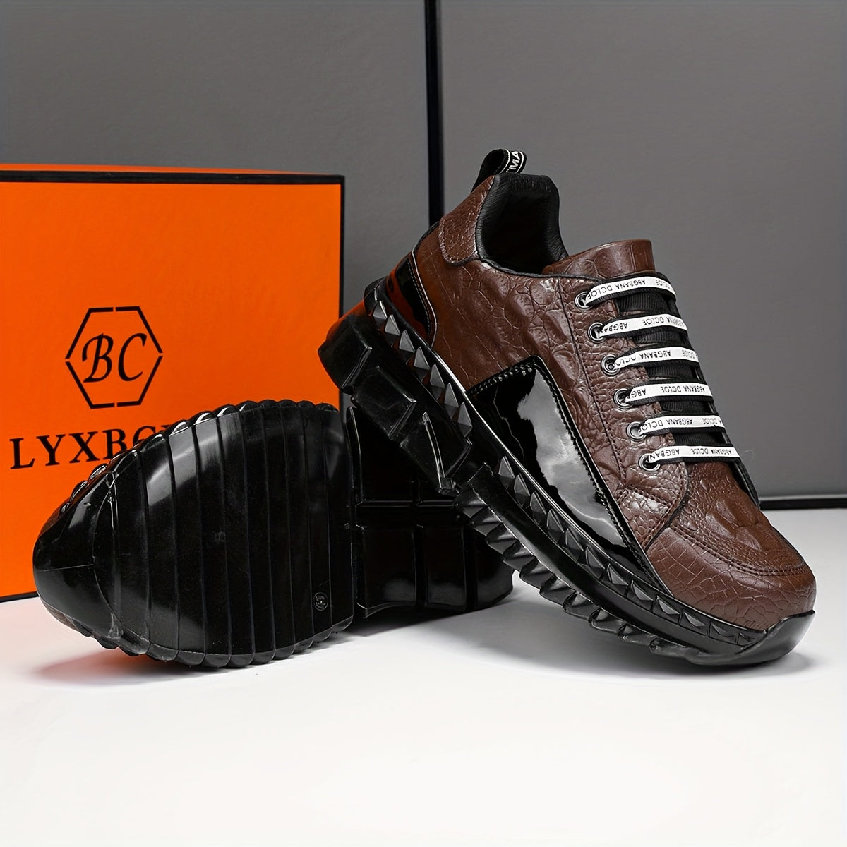 European Style Men Casual Lace Up Sneakers Thick Sole