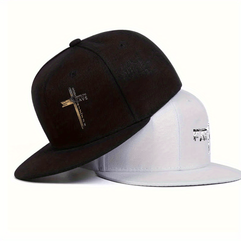 2pcs unisex baseball caps, cross print design, adjustable