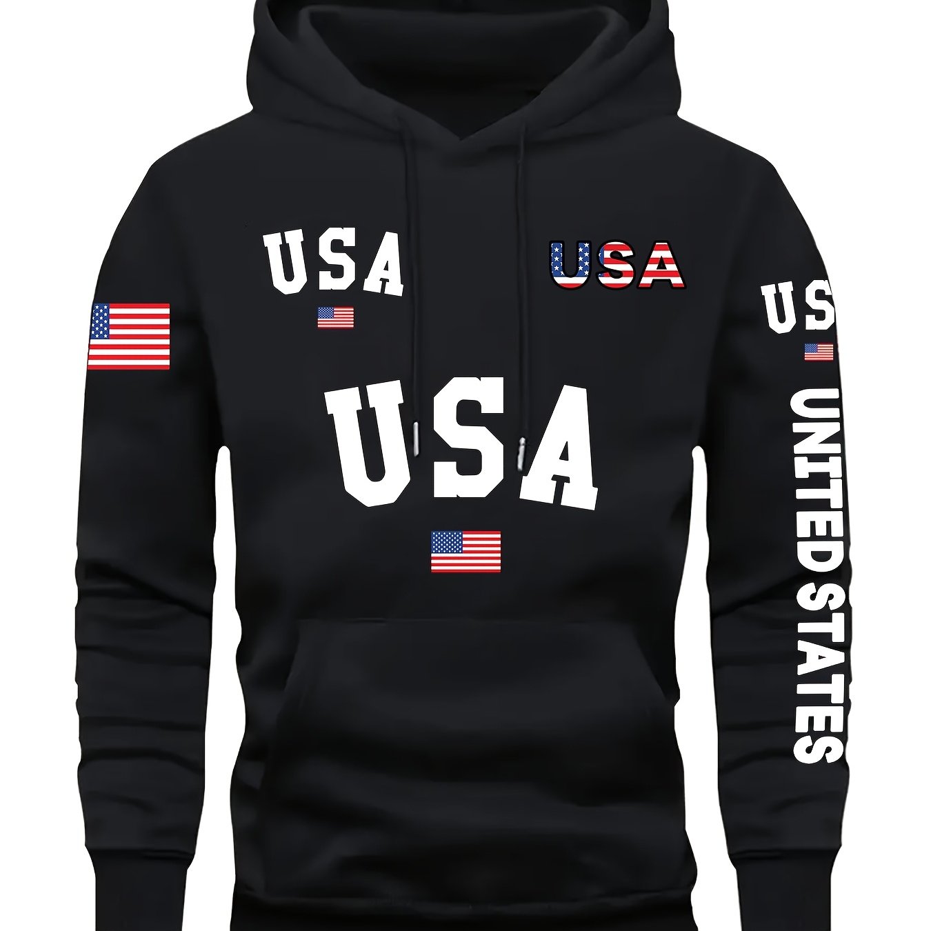 In His Divine Power Cozy Patriotic Hoodie USA Front Pocket