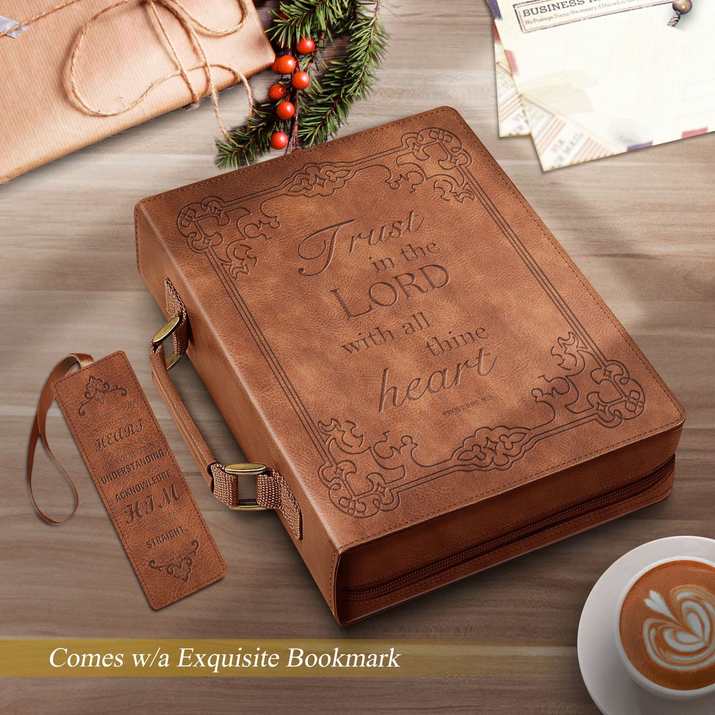 FINPAC Classic Bible Cover Large PU Leather Church Bag Durable and Stylish Design