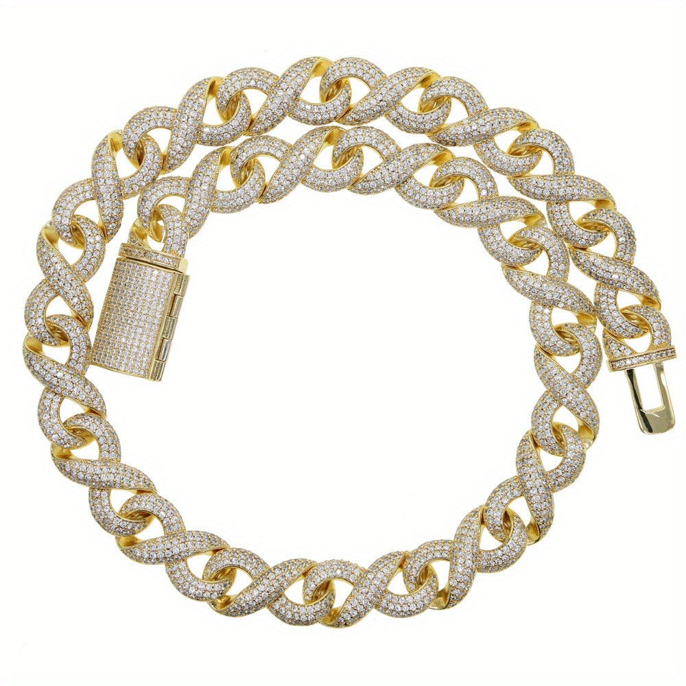 Hip Hop Encrusted Eight Character Synthetic Zirconia Necklace