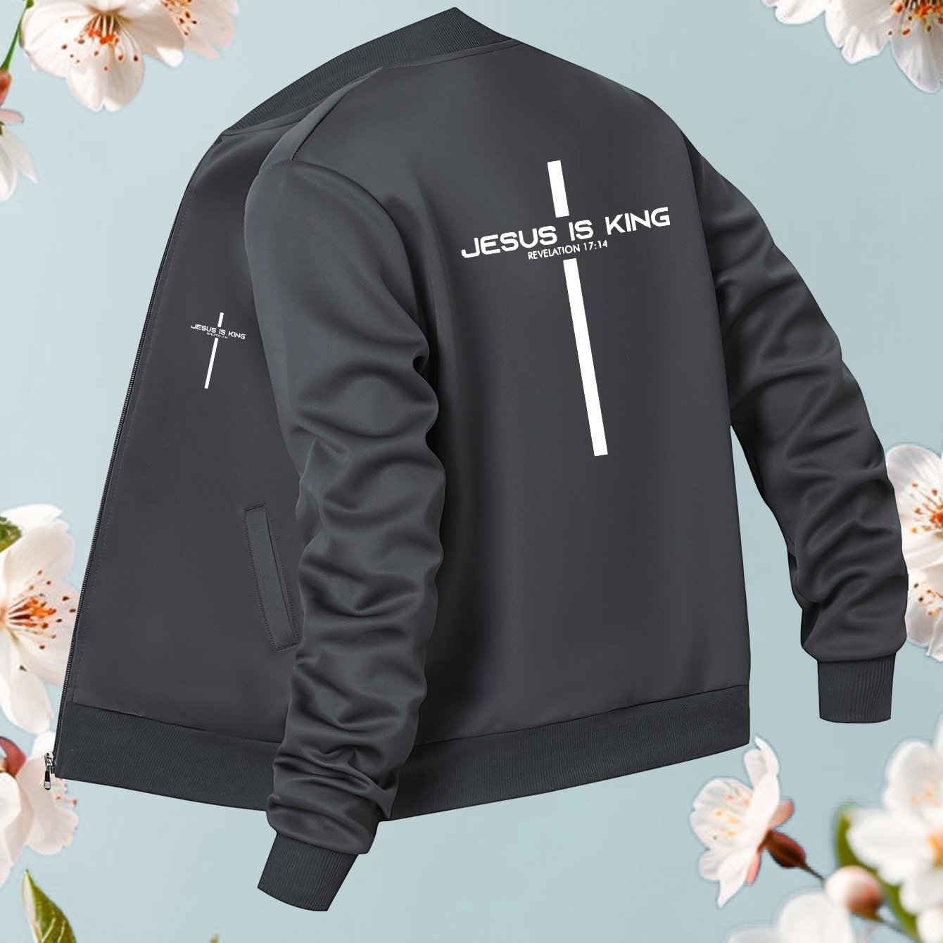 In His Divine Power Jesus Is King Bomber Jacket Casual