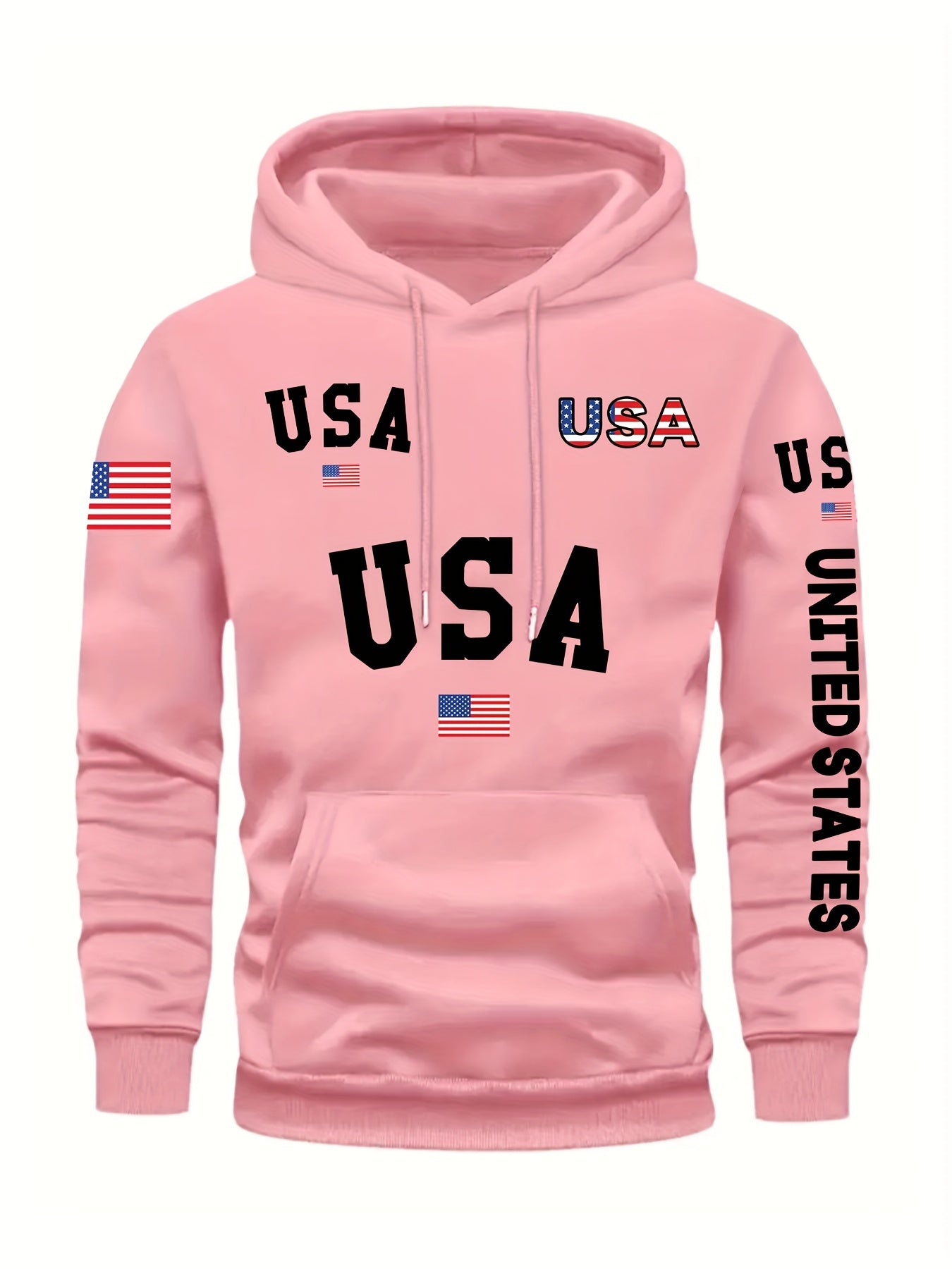 In His Divine Power Cozy Patriotic Hoodie USA Front Pocket