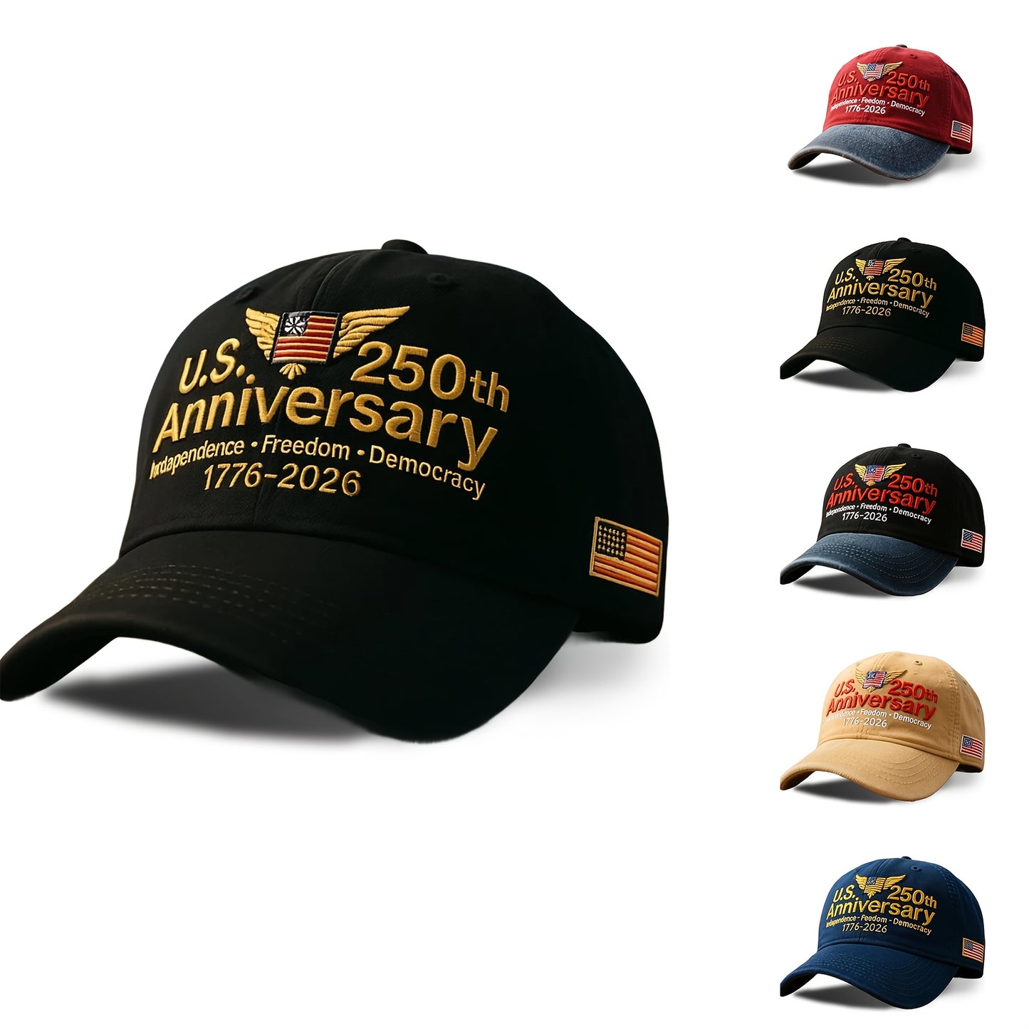 2pcs USA Patriotic Baseball Caps 250th Anniversary of Independence