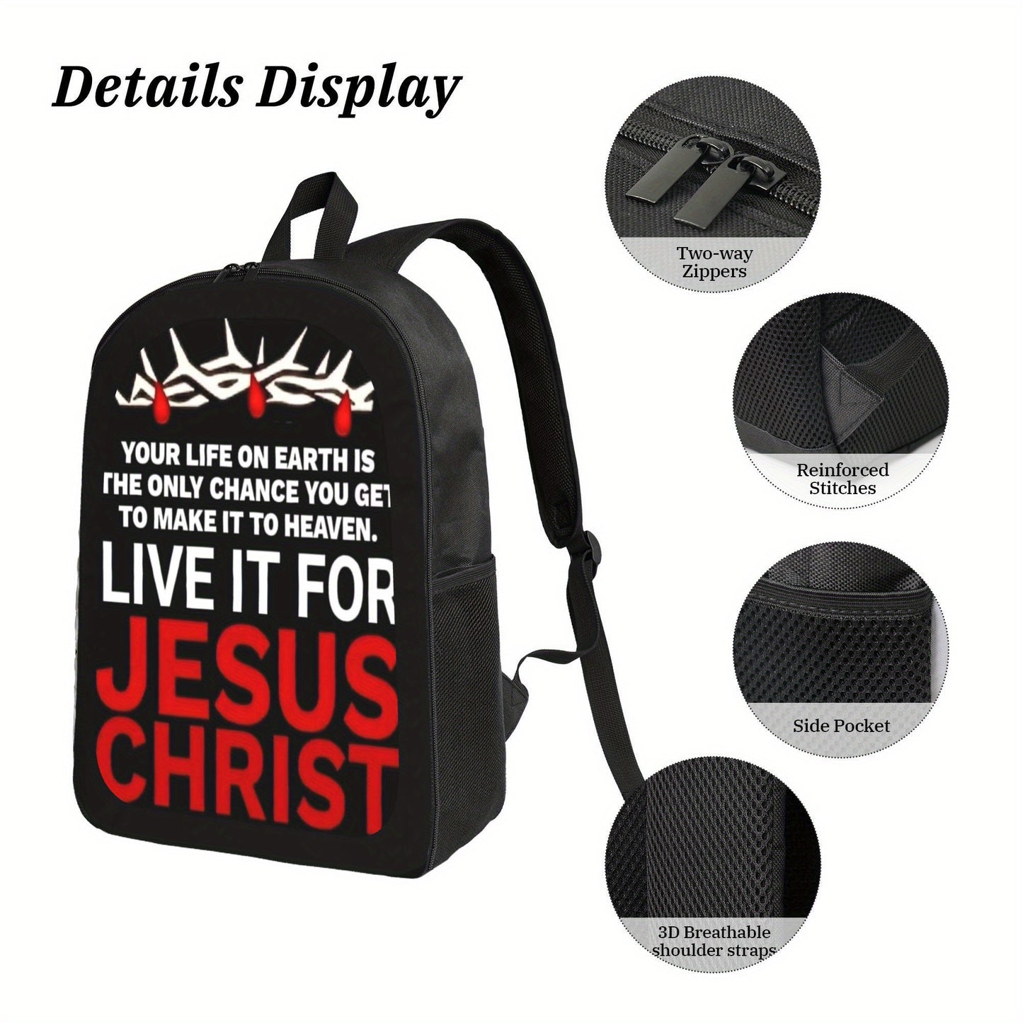 Jesus Christ Inspirational Laptop Backpack For Work Travel