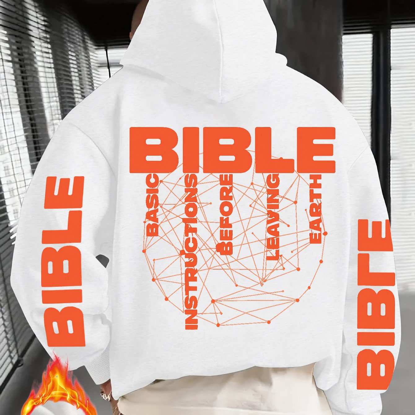 Men'S Christian Hoodie - Bible Verse Sweatshirt with "BIBLE" Text, Loose Fit Hooded Pullover for Church, Everyday Faith Expression - Fall/Winter Warmth - Religious Apparel Gift for Men, Autumn Winter Wear, Casual Streetwear,
