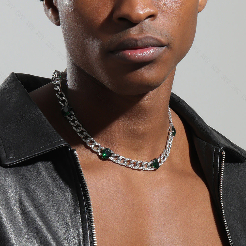 Men's Hip Hop Style Synthetic Zirconia Cuban Chain Necklace