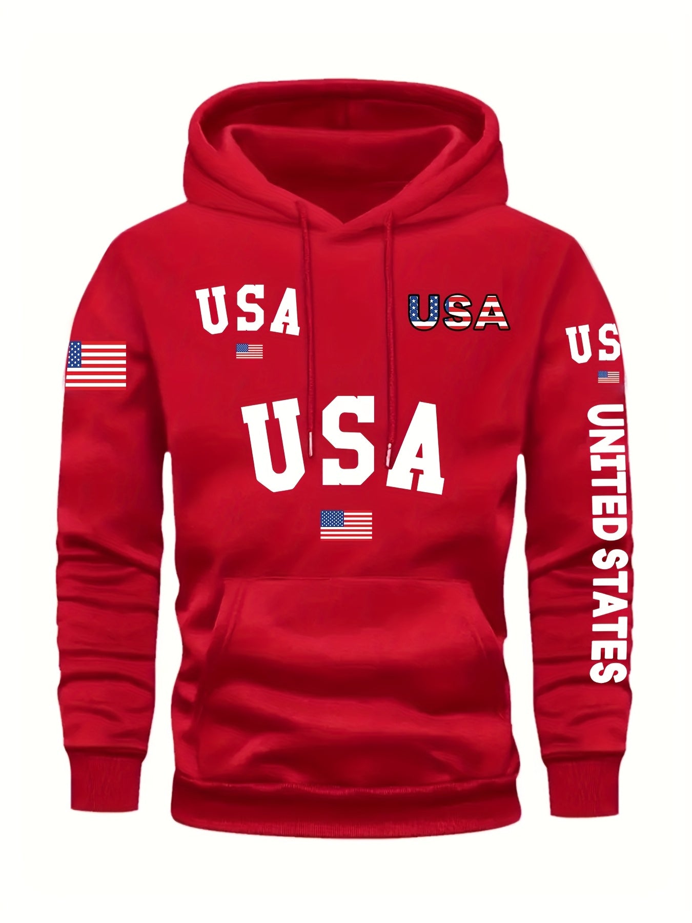 In His Divine Power Cozy Patriotic Hoodie USA Front Pocket