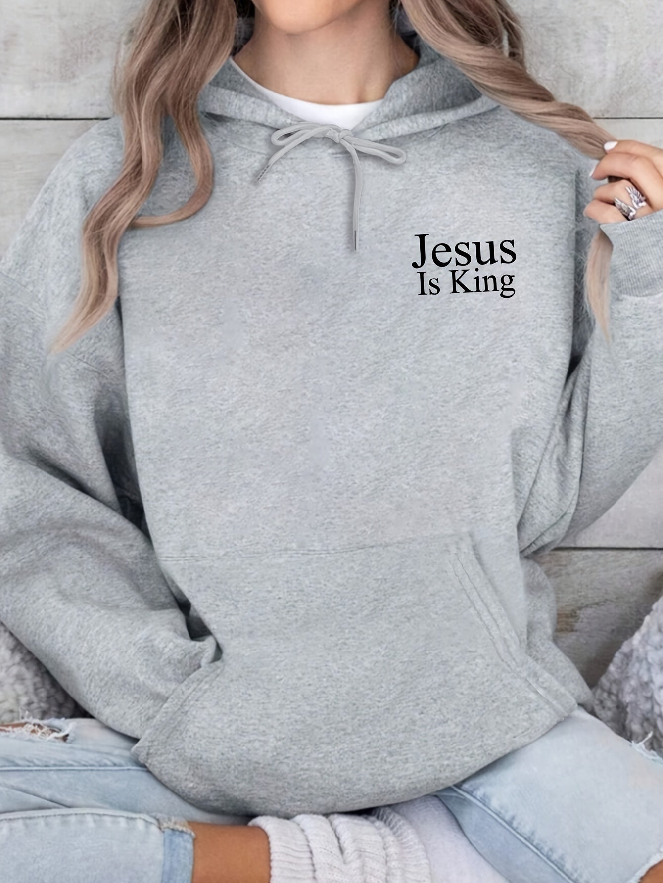 Inspirational Hoodie Faith Is King Polyester Long Sleeve