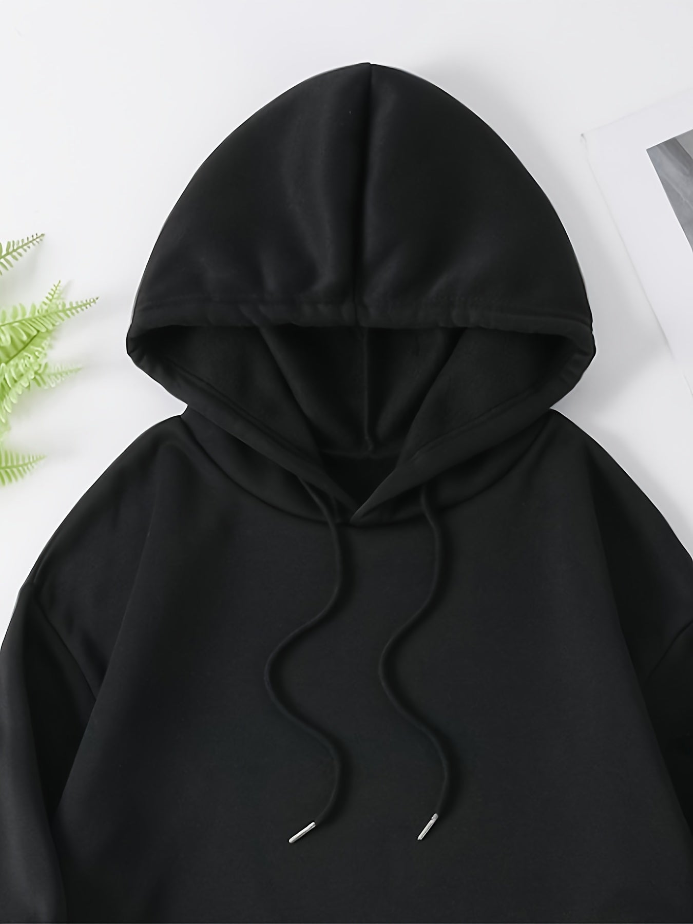 Men's Fleece Hoodie with Letter Print and Kangaroo Pouch Drawstring