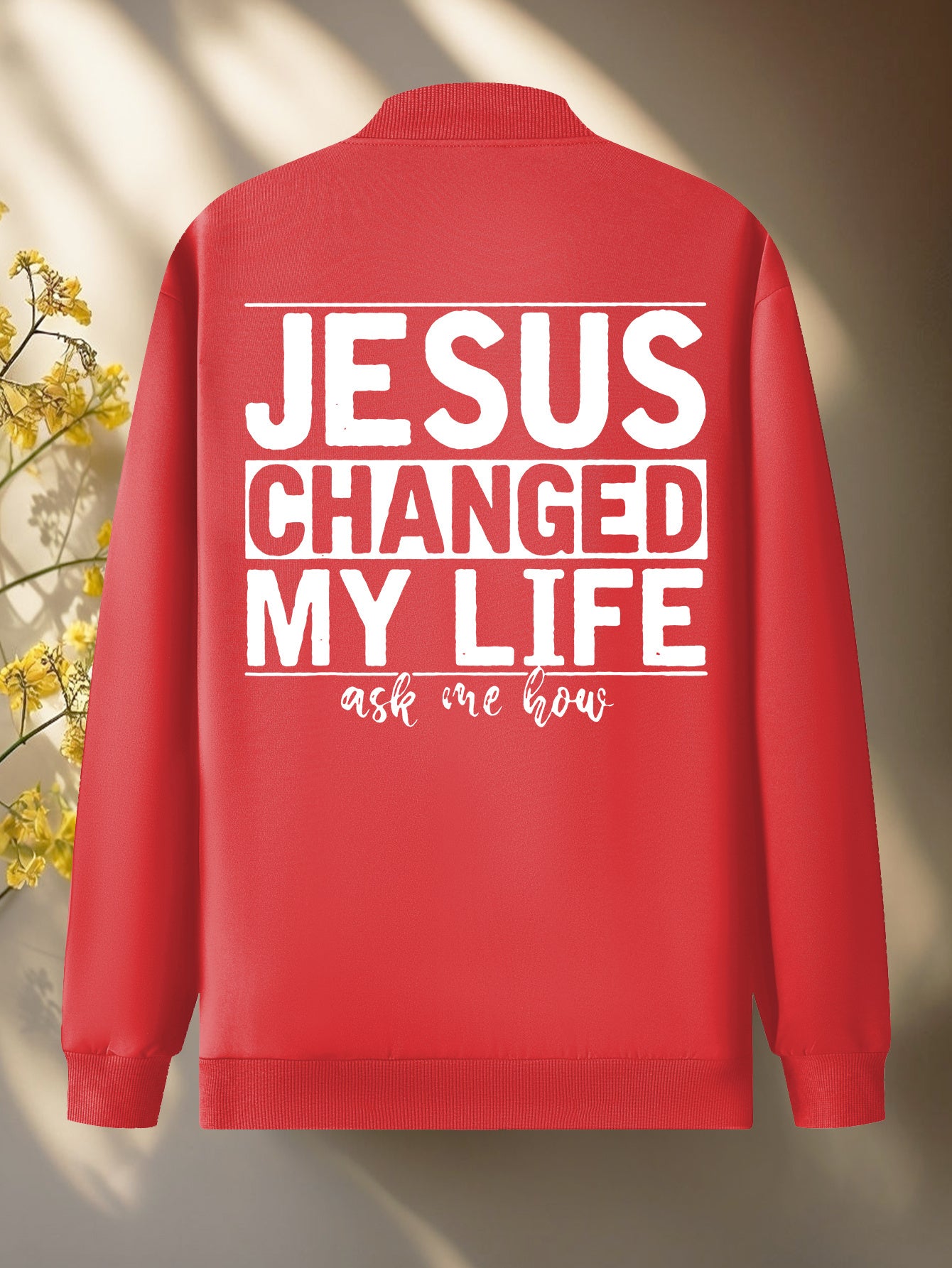 Jesus Christ Design Bomber Jacket Mens Zip Up Collar
